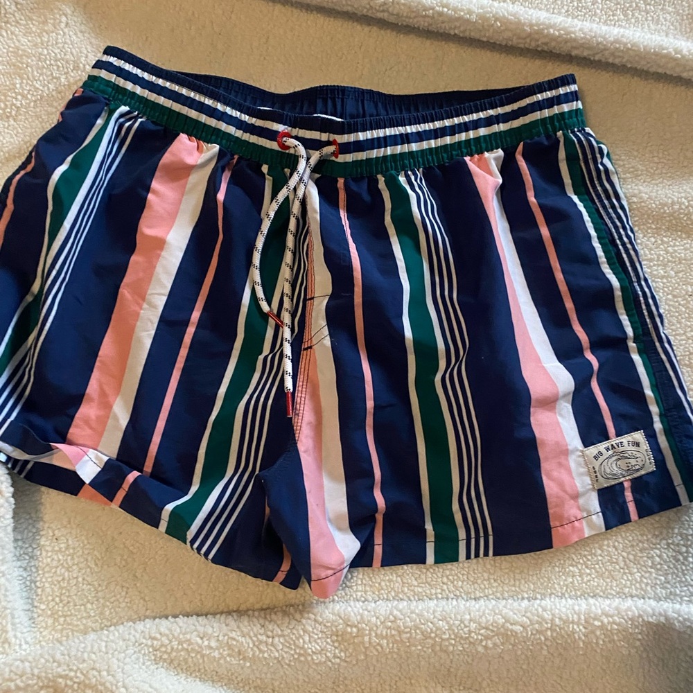 Striped Women's Shorts - Blue, Pink, Green